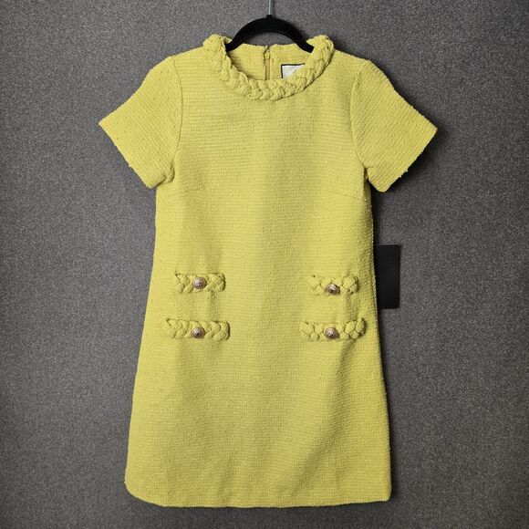 Tuckernuck XXS Green Chartreuse Tweed Jackie Dress - Picture 2 of 7